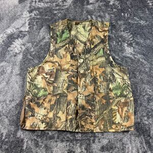 Vtg Ranger Made In USA Camo Hunting Vest Men's XL Full Zip Advantage Timber